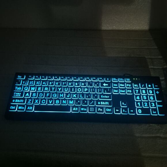 Large Print Backlit Keyboard, Wired USB Lighted Computer Keyboard - Picture 7 of 12